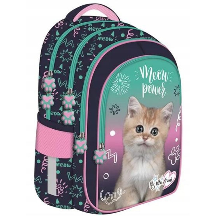 Ghiozdan Scolar cu 4 Compartimente, St.Majewski, Colectia Kitty Party BP58, 40x28x18cm