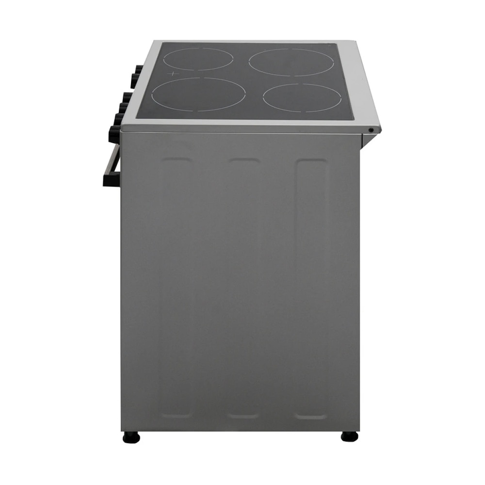 Aragaz Crown CEC-6060V IX, Plita ceramica, 5 functii de incalzire, Cuptor electric, Iluminare interioara, Usa cu 2 geamuri, 65 l, Clasa A, Inox