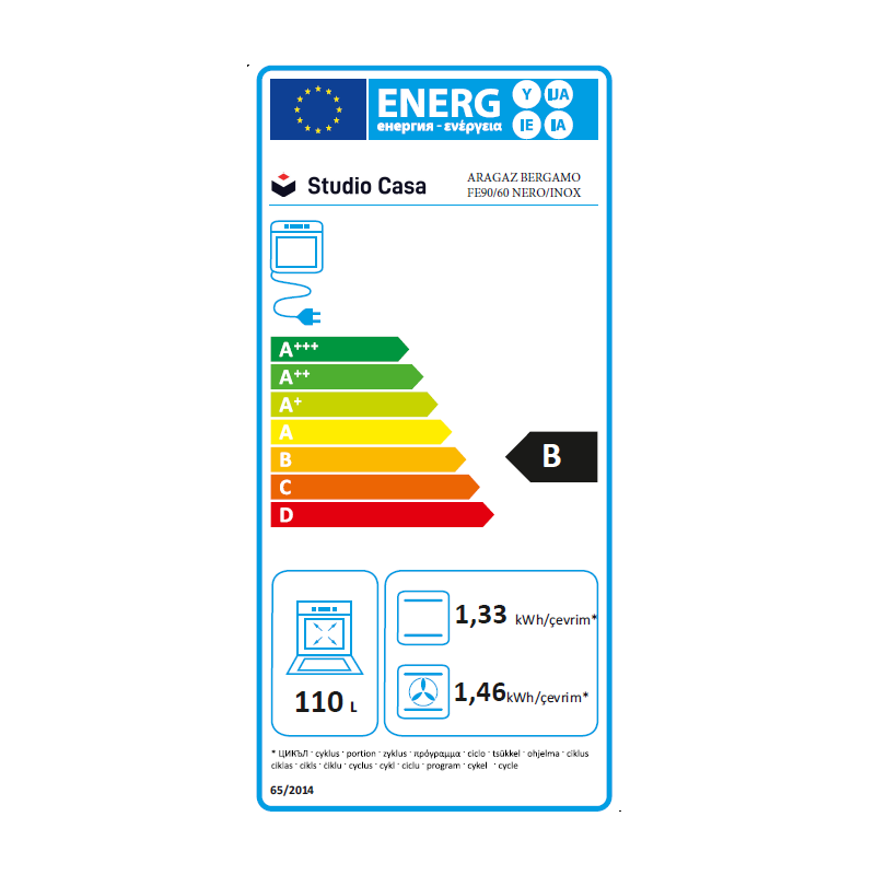 Aragaz clasic 5 arzatoare gaz, Cuptor electric, 90x60cm, Studio Casa Bergamo, negru cu plita inox, Rotisor, Ventilatie, Aprindere electrica, gratare fonta