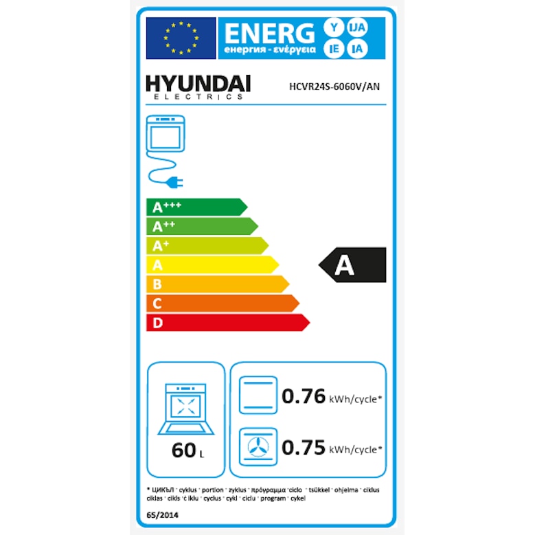 Aragaz Hyundai HCVR24S-6060V/AN, 4 zone de gatit, Electric, Latime 60 cm, Inaltime 90 cm, Airfry, Rotisor, Constructii grele semi-profesionale, Antracit-Inox