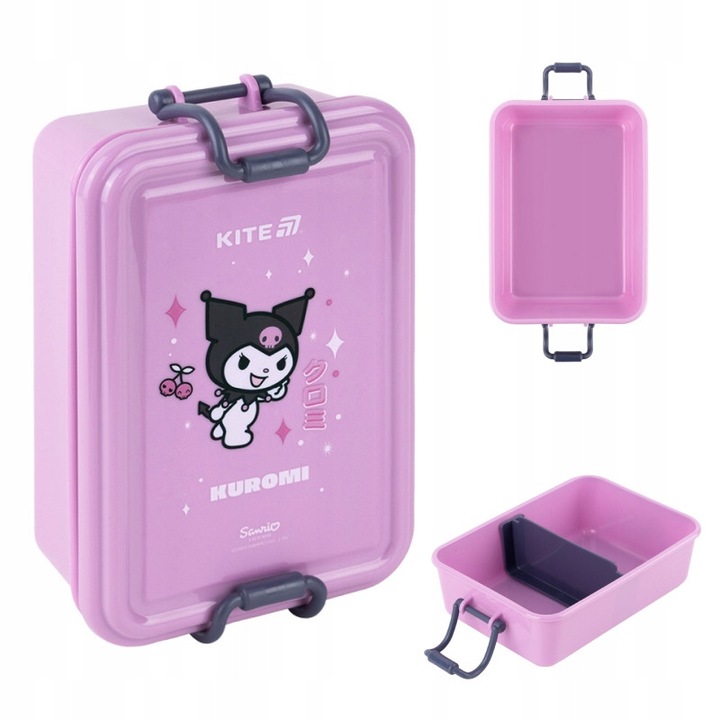 Caserola copii pentru scoala Kuromi Kite, caserola pranz pentru fete, 650 ml, fara BPA, cu compartimente, 17х11х6,6 сm, lilac