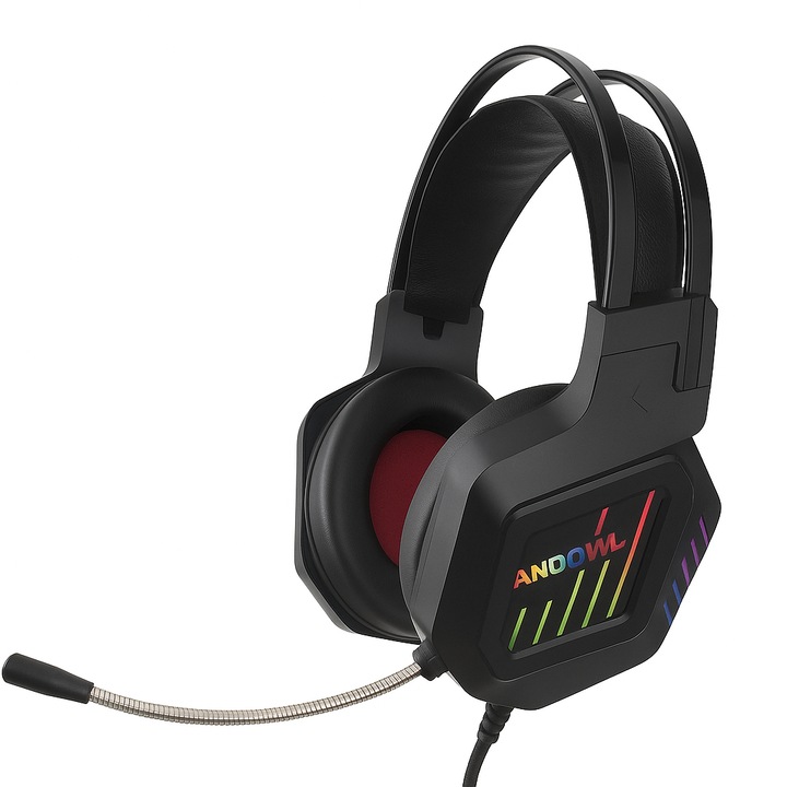 Casti Gaming RGB, Sunet Surround, Microfon, Compatibile PC & Console