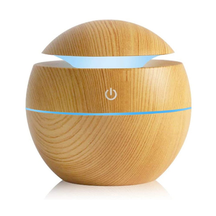 Umidificator, Plastic, 300 ml, USB, LED, Bej