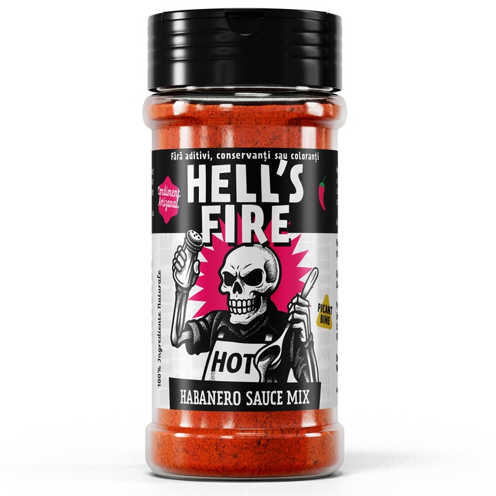 Hell’s Fire – Mix Condiment pentru Sos Iute 150g | Amestec Picant cu Habanero pentru BBQ, Aripioare, Burgeri, Tacos | Creeaza Sosul Tau Iute de Casa
