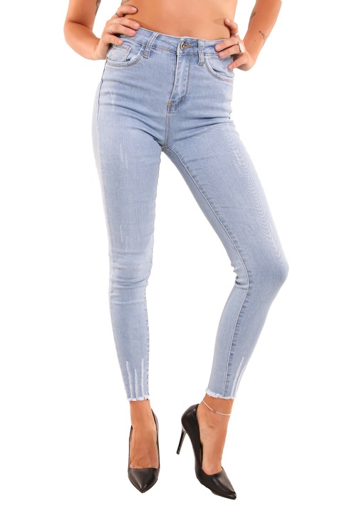 Blugi, Skinny Fit, Talie Inalta, Albastru Deschis, Albastru, 32