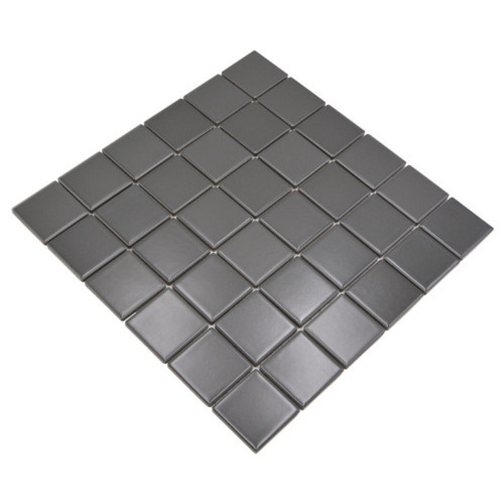 Mozaic ceramic 48 x 48 cm gri inchis mat, faianta ceramica gri satinat