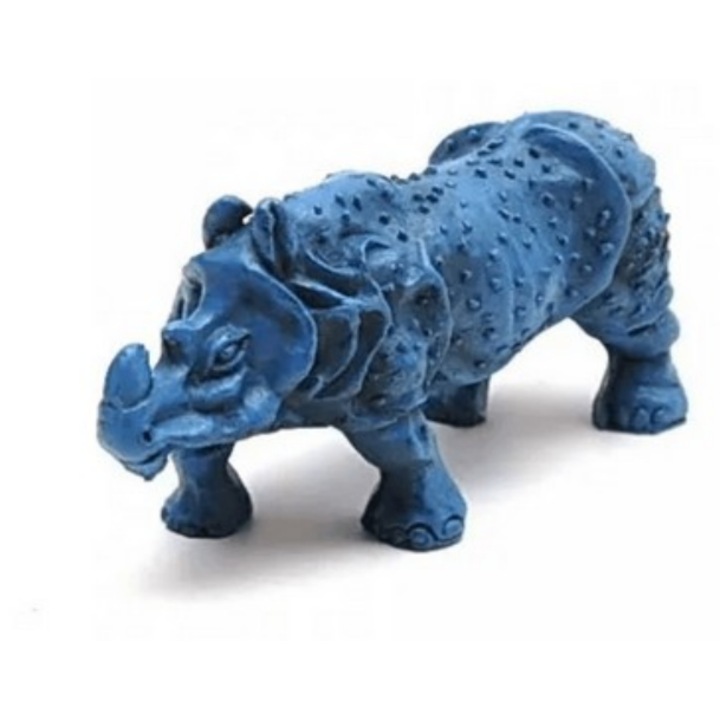 Statueta feng shui GOBI® Rinocer albastru din rasina 10 cm