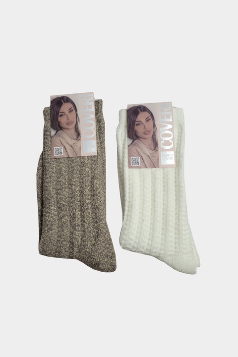 Set 2 Perechi Ciorapi 3/4, Bumbac Cald, Melody-6Ass, One Size