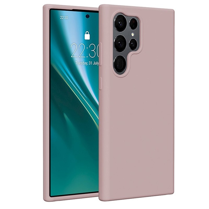 Husa de Protectie, Compatibila Samsung Galaxy S23 Ultra, BestCase® Etteri Silicone, Roz pudrat