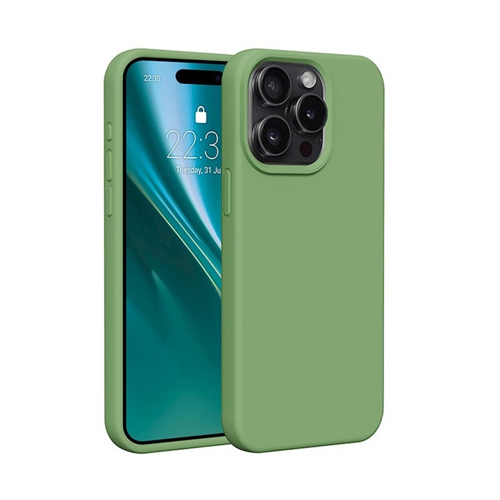 Husa de Protectie, Compatibila Apple iPhone 15 Pro Max, BestCase® Etteri Silicone, Verde menta