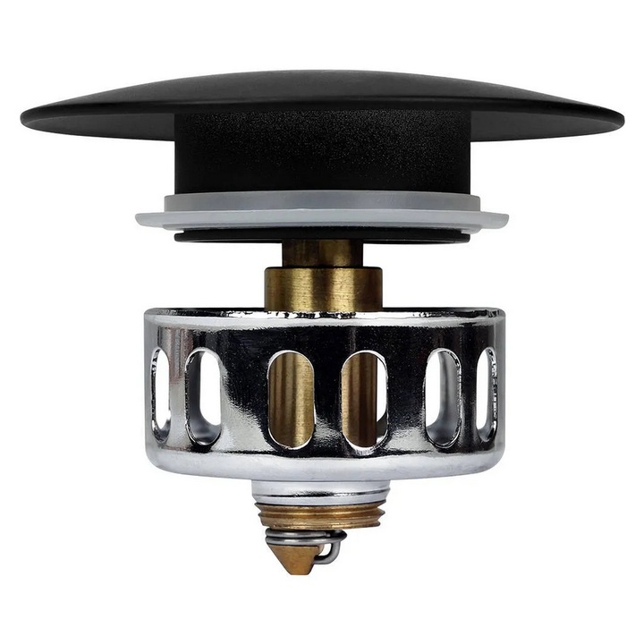 Dop scurgere cada, alama, filtru impuritati, negru mat