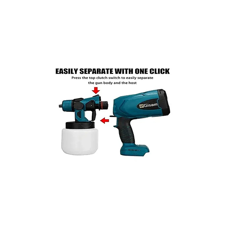 Pistol de vopsit electric cu acumulator AT PERFORMANCE® AT-401, 48V, rezervor 1000 ml, 1200 ml/min, 3 moduri pulverizare