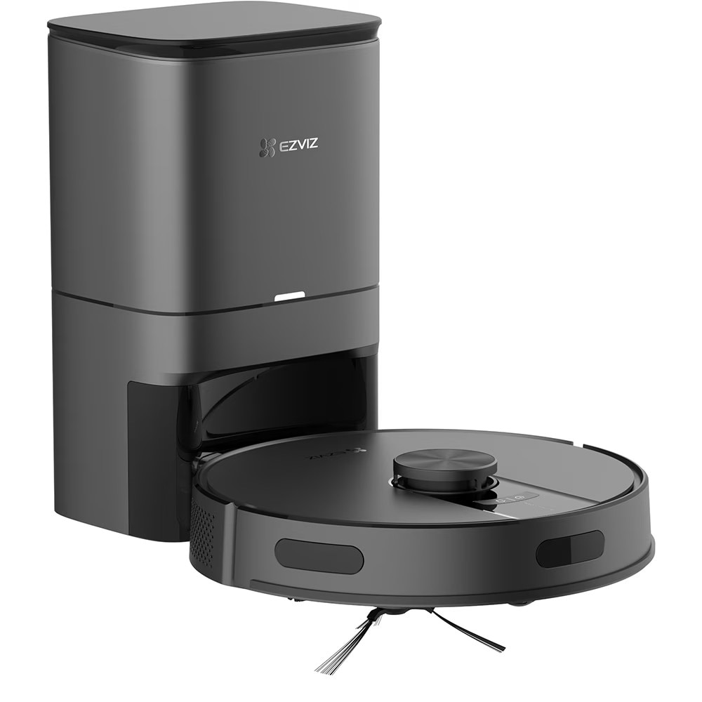 Aspirator Robot EZVIZ RE4 Plus, 0.35l, 24.1V, Autonomie Maxima 240 min, Wi-Fi, Functie mop, Negru