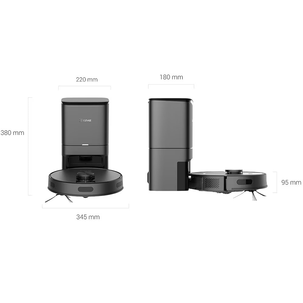 Aspirator Robot EZVIZ RE4 Plus, 0.35l, 24.1V, Autonomie Maxima 240 min, Wi-Fi, Functie mop, Negru