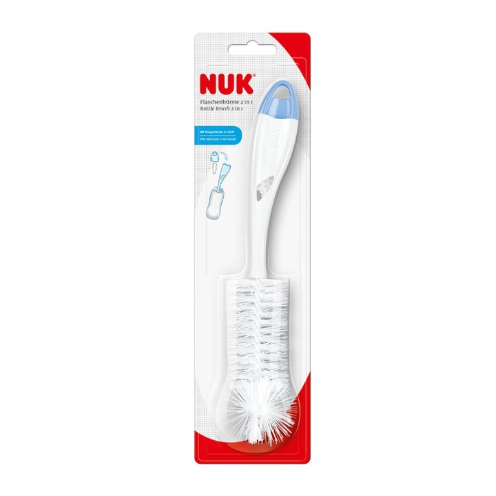 Комплект четки за почистване на шишета и биберон Nuk 2 в 1 MAR-N5236, син