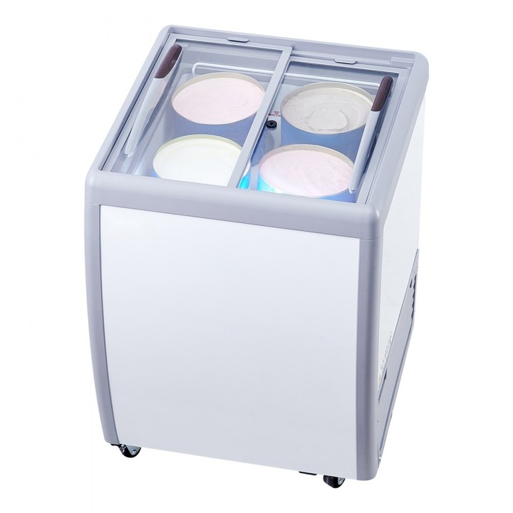 Vitrina frigorifica pentru inghetata, mobila, capacitate 158 L, cu lumini LED