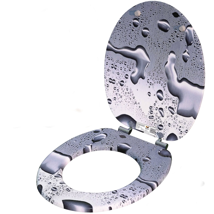 Capac WC, Casaria, inchidere silentioasa, 45, 7 x 38 cm, MDF, Gri