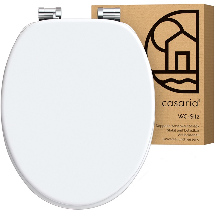 Capac WC, Casaria, inchidere silentioasa, 45, 7 x 38 cm, MDF, Alb