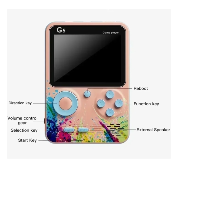 Mini consola Pyramid, ecran de 3inch, 500 de jocuri, portabila, Multicolor, TV, 1020mAh, G5 (verde)