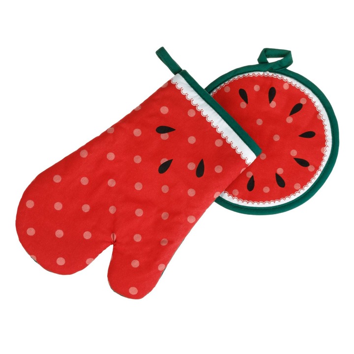 Görögdinnye mintás konyhai kesztyű és szalvéta - 2 db