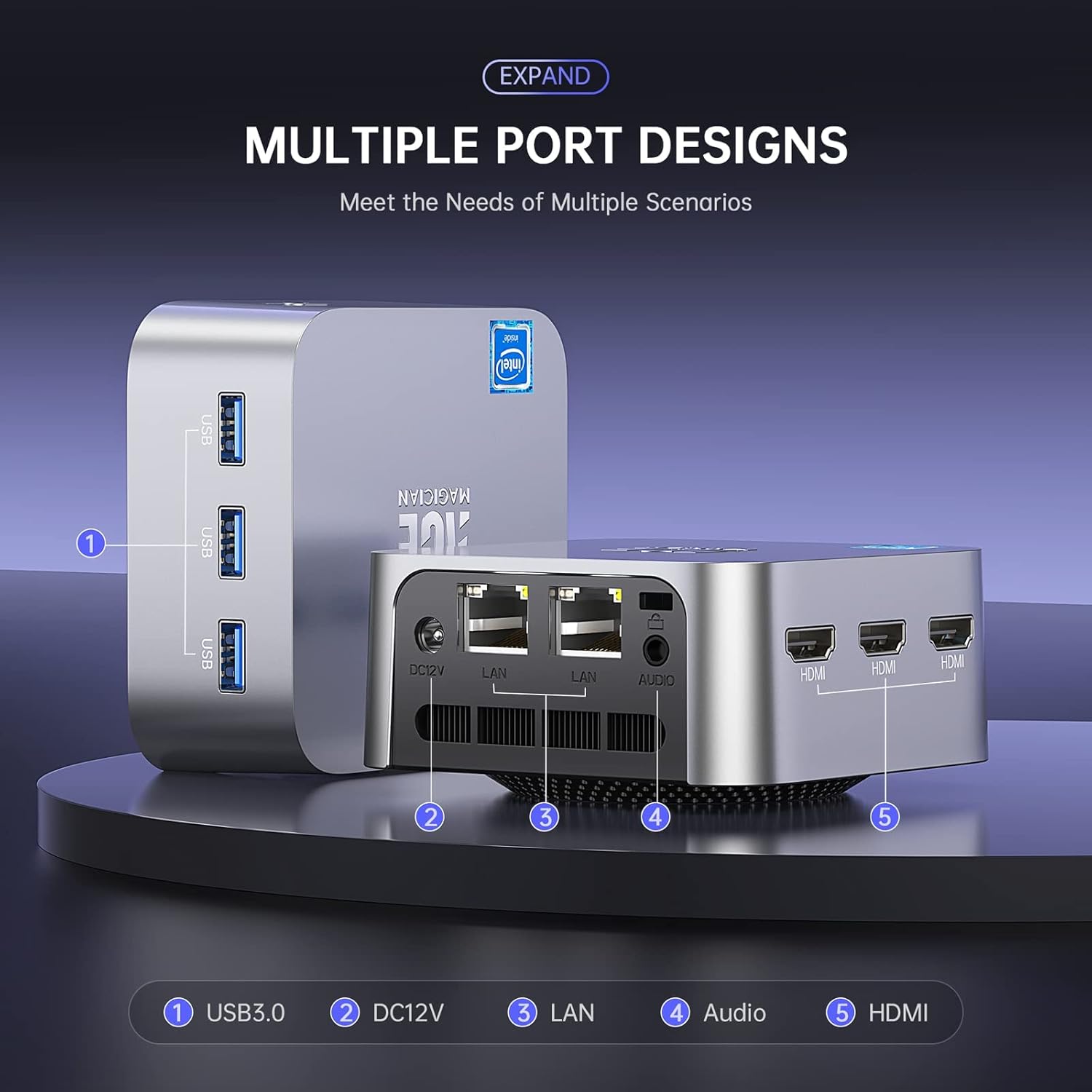 Mini PC ACEMAGIC Intel N100 pana la 3.4GHz, 16GB DDR4 RAM, 1TB SSD