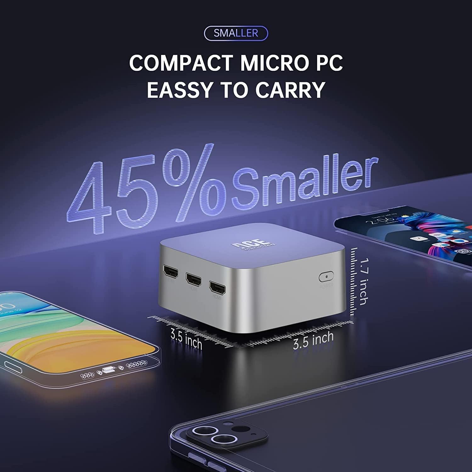 Mini PC ACEMAGIC Intel N100 pana la 3.4GHz, 16GB DDR4 RAM, 1TB SSD