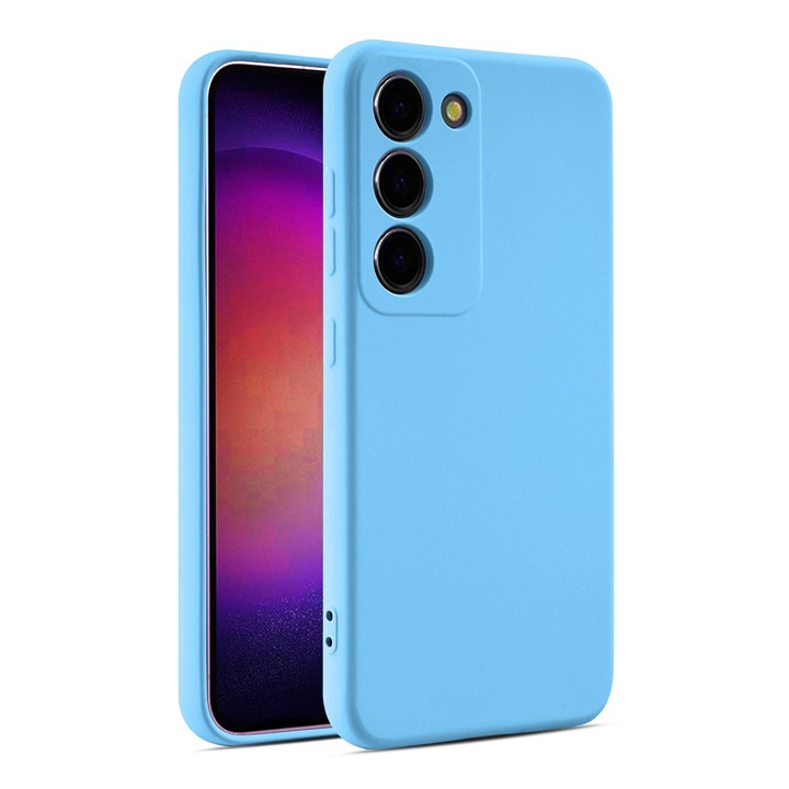 Husă silicon pentru Honor 200, interior microfibra, protecție camere, albastru