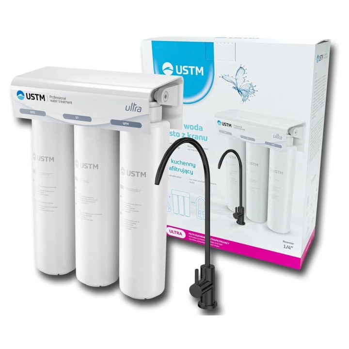 Purificator de apa sub blat (cu filtru dedurizator de apa si membrana antibacteriana) ULTRA negru