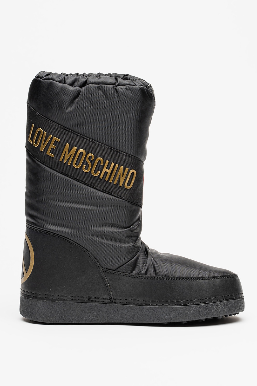 nozominnn♡ Love Moschino, Cizme mid-calf cu imprimeu logo, Rosu, Auriu, Negru