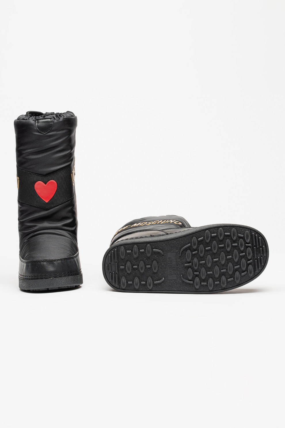 nozominnn♡ Love Moschino, Ghete de piele cu aplicatie metalica, Negru