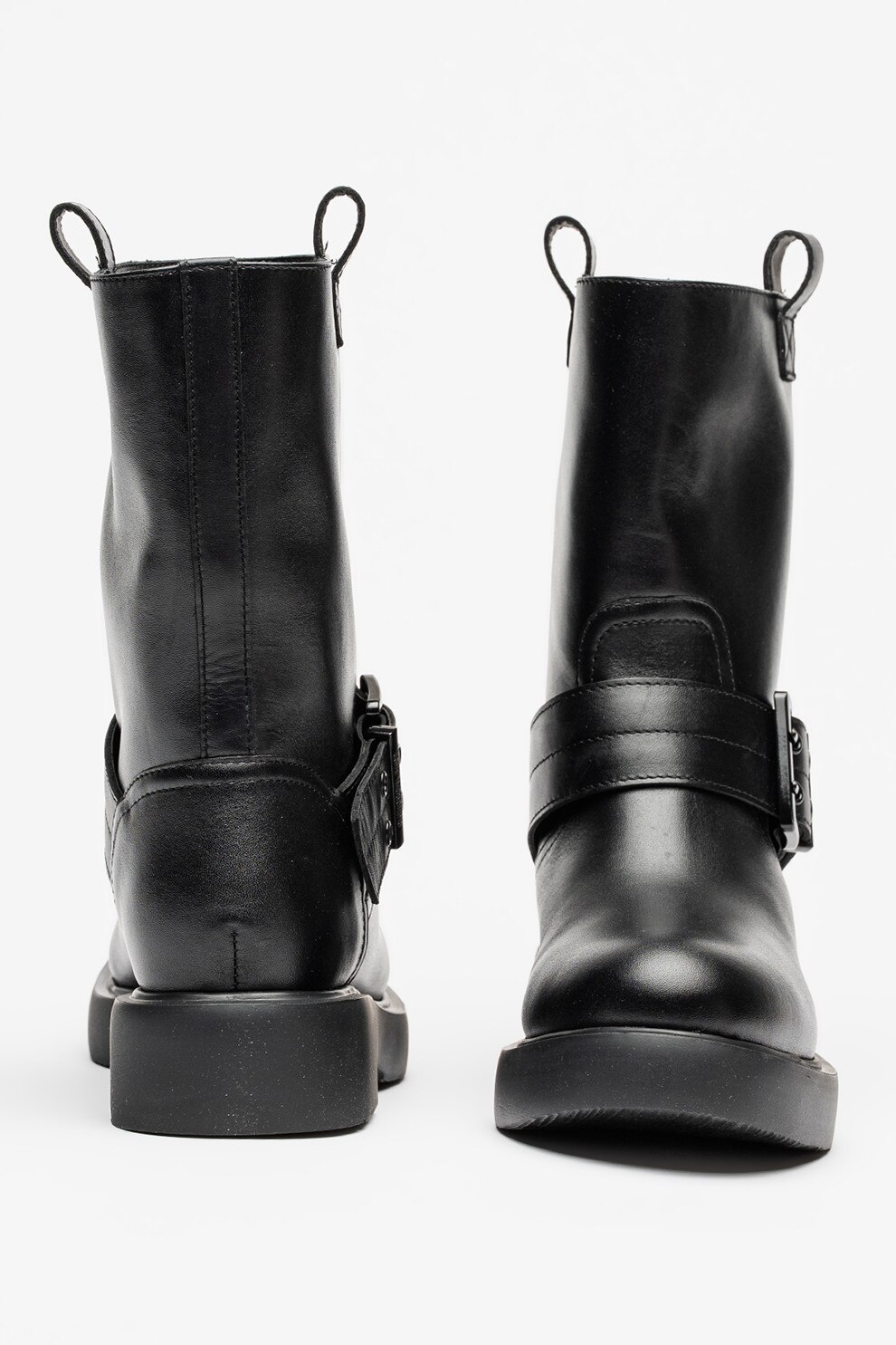 Love Moschino, Ghete din piele cu catarama, Negru, 39 - eMAG.ro