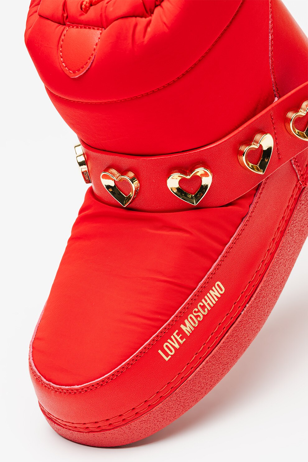 Love Moschino, Cizme de iarna slip-on, Rosu, Auriu, 39-40 - eMAG.ro