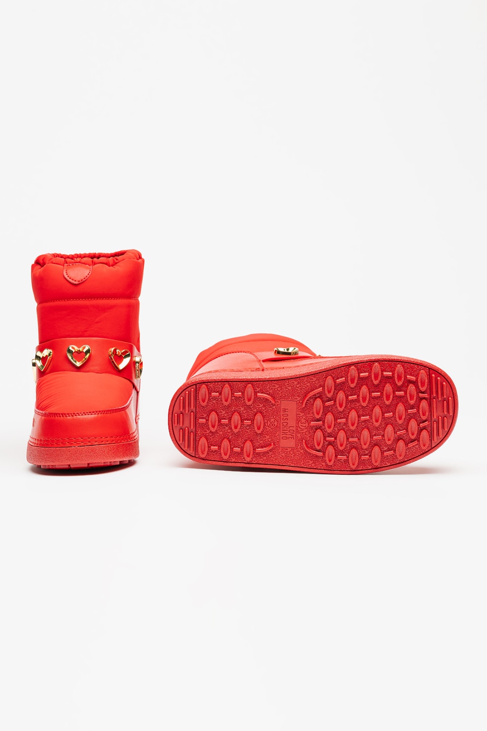 Love Moschino, Cizme de iarna slip-on, Rosu, Auriu, 39-40 - eMAG.ro