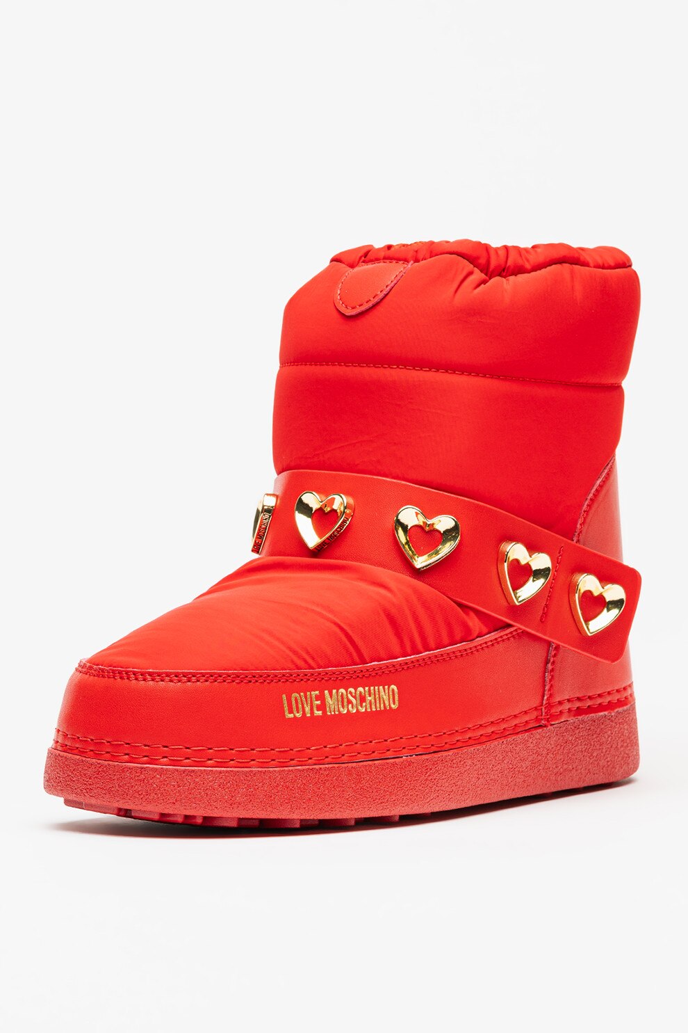 Love Moschino, Cizme de iarna slip-on, Rosu, Auriu, 39-40 - eMAG.ro