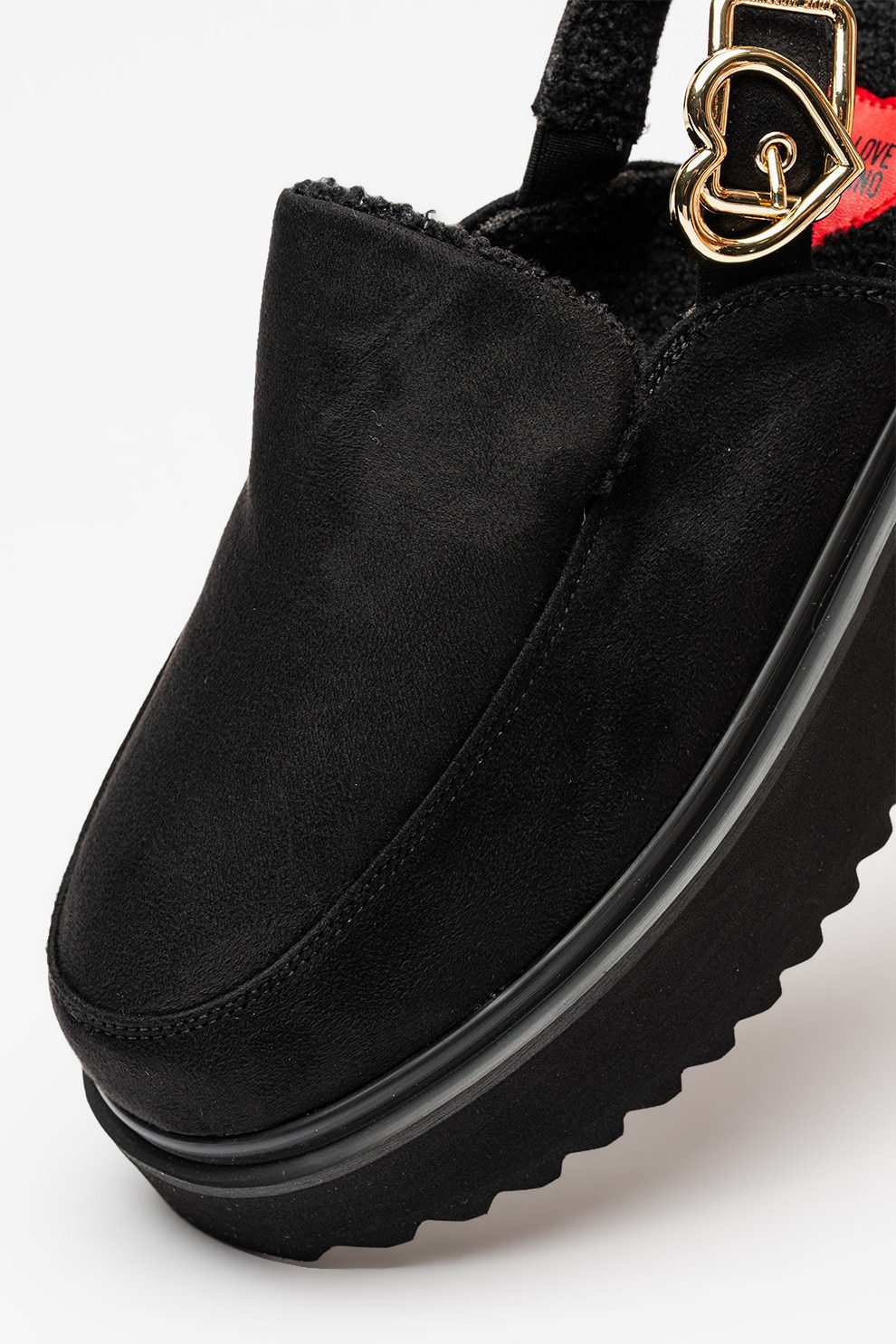 nozominnn♡ Love Moschino, Papuci flatform cu catarama metalica, Negru, 39
