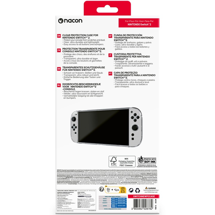Nacon 2809492 védőtok, Nintendo Switch 2, átlátszó