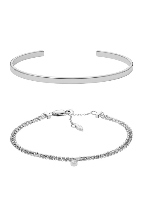 Fossil, Set de bratari din otel inoxidabil - 2 Piese, Argintiu