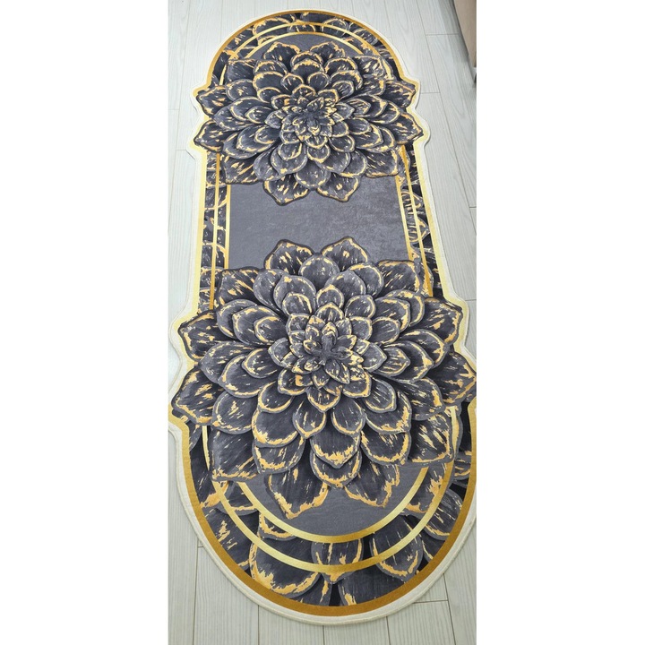 Covor Antiderapant Floare Gri M59 80X140