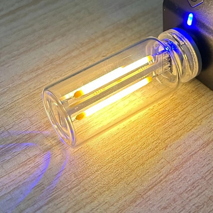 Lampa de veghe USB YANYXR, sticla ceramica LED, mini, alb cald, 10x20cm