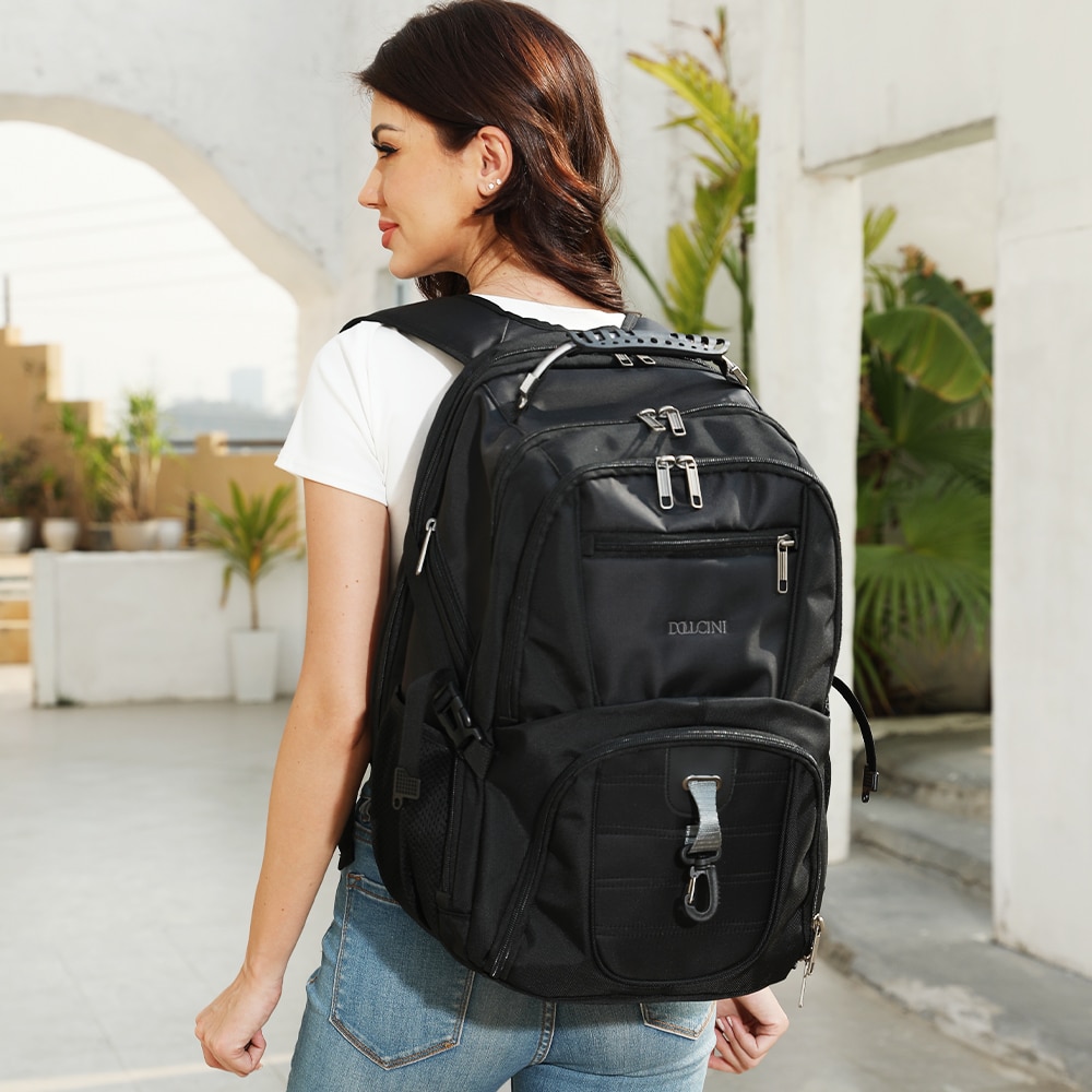 Rucsac laptop, Dollcini, unisex, impermeabil, geantă de lucru pentru afaceri cu port de încărcare USB, se potrivește pentru computer de 17", 546941, negru/albastru