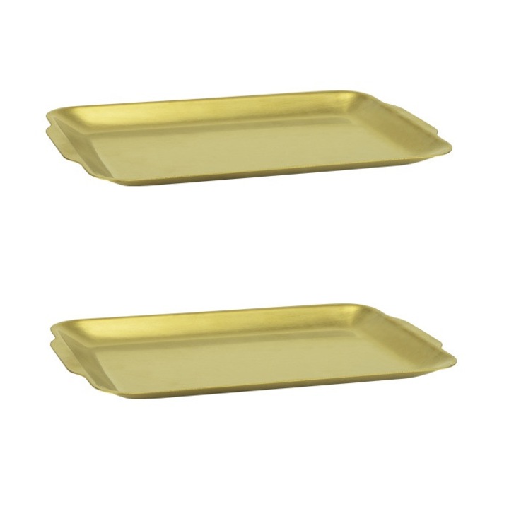 Set 2 tavi, platouri dreptunghilare Vinage Gold 22x14, 5cm, inox, auriu