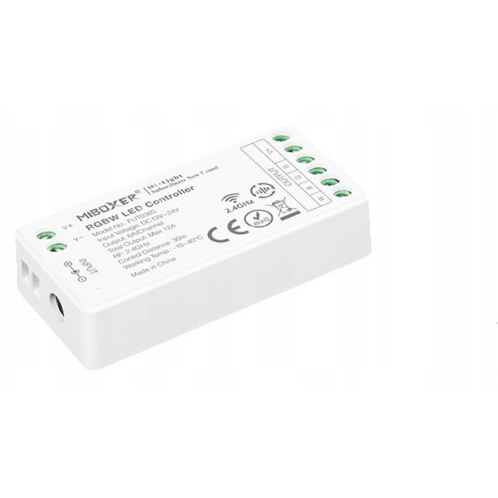 Controler LED MiBoxer FUT038S RGB/RGBW 12A 12-24V, control prin telecomenzi/aplicatie, 2.4GHz