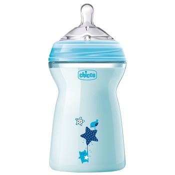 Biberon Chicco Natural Feeling, cu tetina debit rapid, 6 luni +, 330 ml, Bleu Biberon Chicco Natural Feeling, cu tetina debit rapid, 6 luni +, 330 ml, Bleu