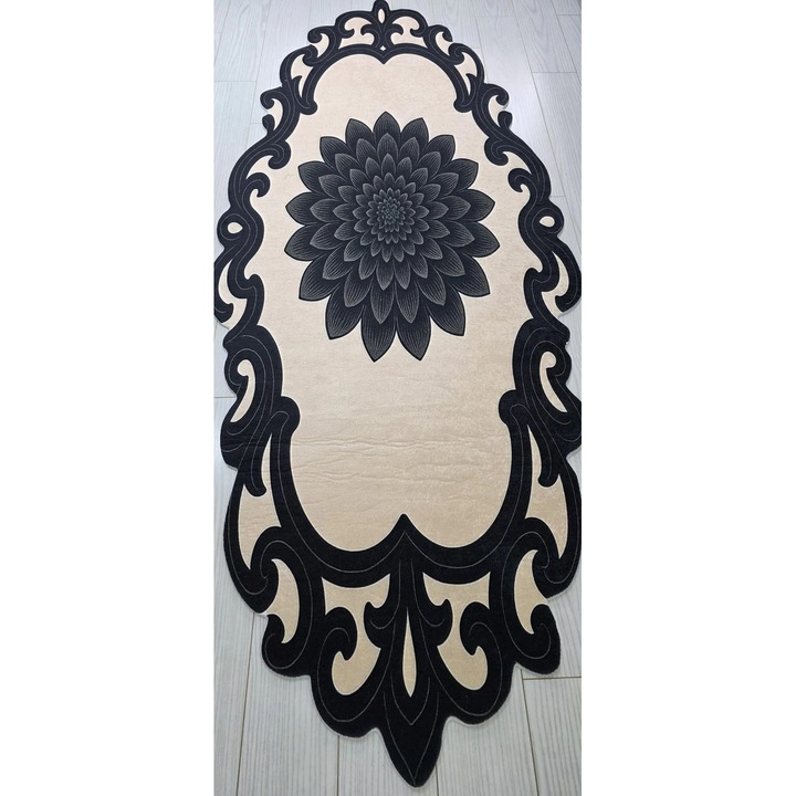 Covor Antiderapant Floral, 80x200cm, Poliester, pentru Bucătărie, Hol, Dormitor
