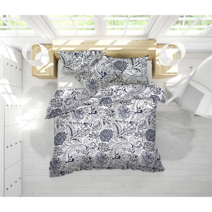 Steppelt paplanhuzat-szett 2 főre 200x220 cm és 2 db mintás párna 50x70 cm NufJoy® Elegance, töltet 250 g/m2 antiallergén szilikonozott pehely, mikroszálas huzat, közepesen meleg