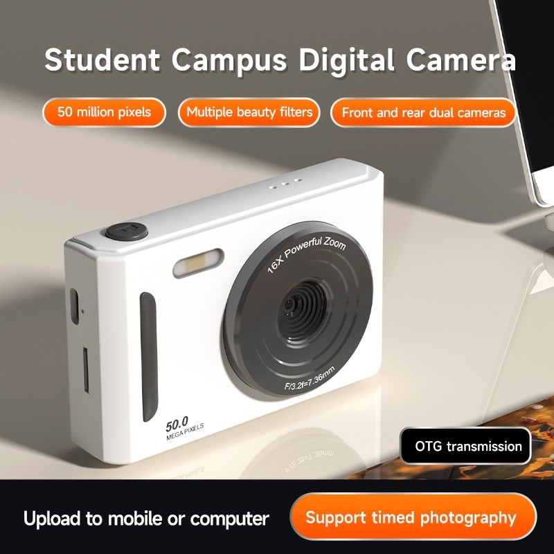 Aparat foto digital compact cu card de memorie de 32G, zoom 8x, doua ...