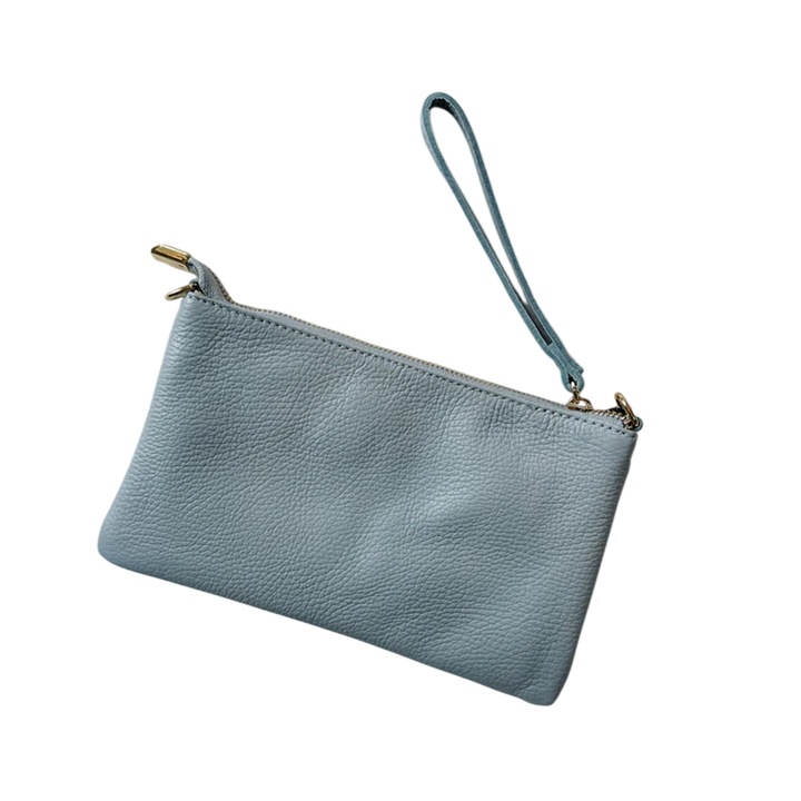 Gentuta tip plic din piele naturala, premium, dimensiuni 15.5 cm x 23 cm culoare bleu