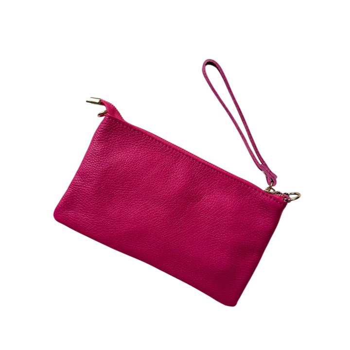 Gentuta tip plic din piele naturala, premium, dimensiuni 15.5 cm x 23 cm culoare roz