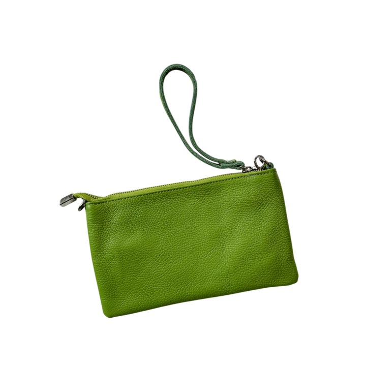 Gentuta tip plic din piele naturala, premium, dimensiuni 15.5 cm x 23 cm culoare verde