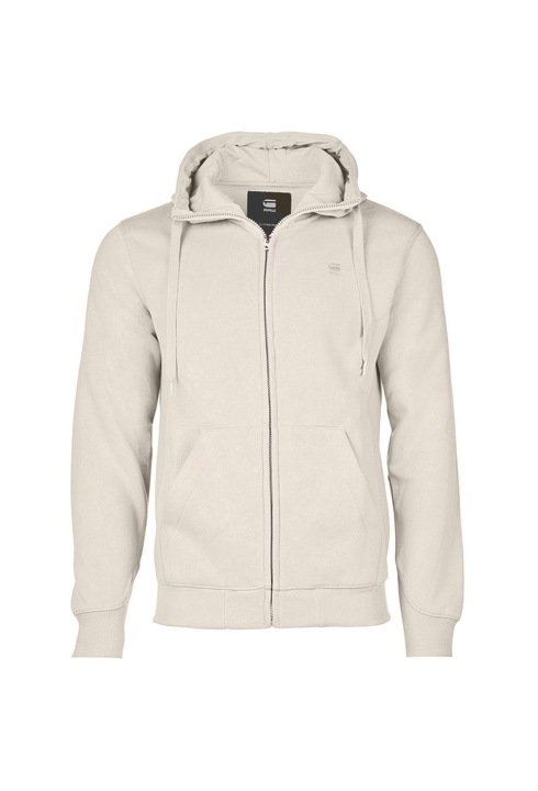 G-STAR, Худи Premium Core с цип и джобове, Бял